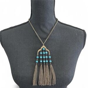 Vintage boho Elegant Gold and Turquoise Necklace